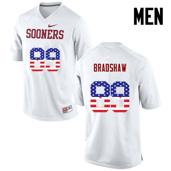 Men Oklahoma Sooners #89 Malik Bradshaw College Football USA Flag Fashion Jerseys-White